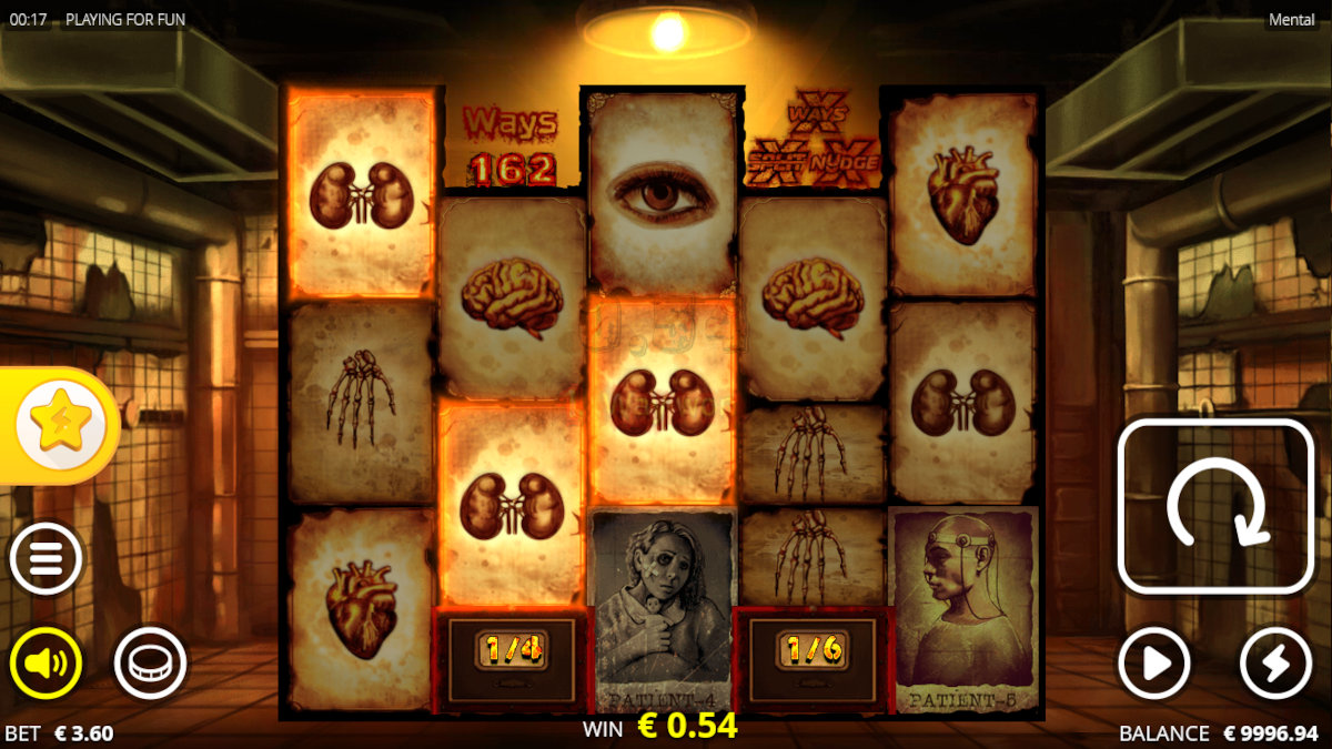 Mental slot game by Nolimit City, base game view